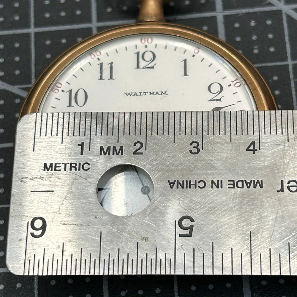 Antique Waltham Pocket Watch Gold Tone Engraved Case Sub Dial 45mm 14k Gold Fill